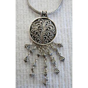 LOIS HILL Sterling Silver Wheat Link Necklace Granulation + Matching Earrings